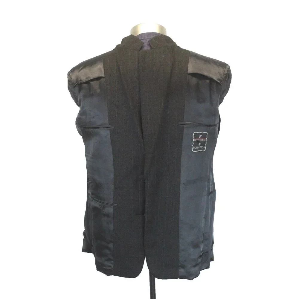 vintage charcoal Hickey Freeman flannel‎ wool blazer jacket sport suit coat 42 R